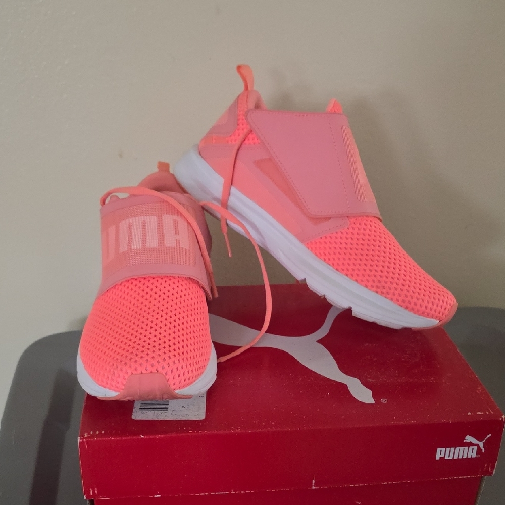 Puma Womens Neon Pink Slip-On Velcroe Sneakers